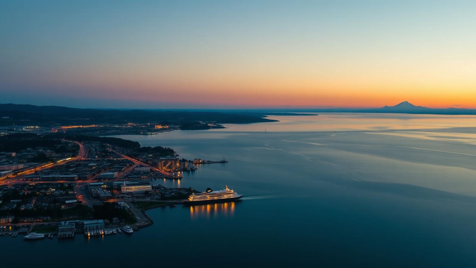 Puget Sound at dusk near Kent, Washington